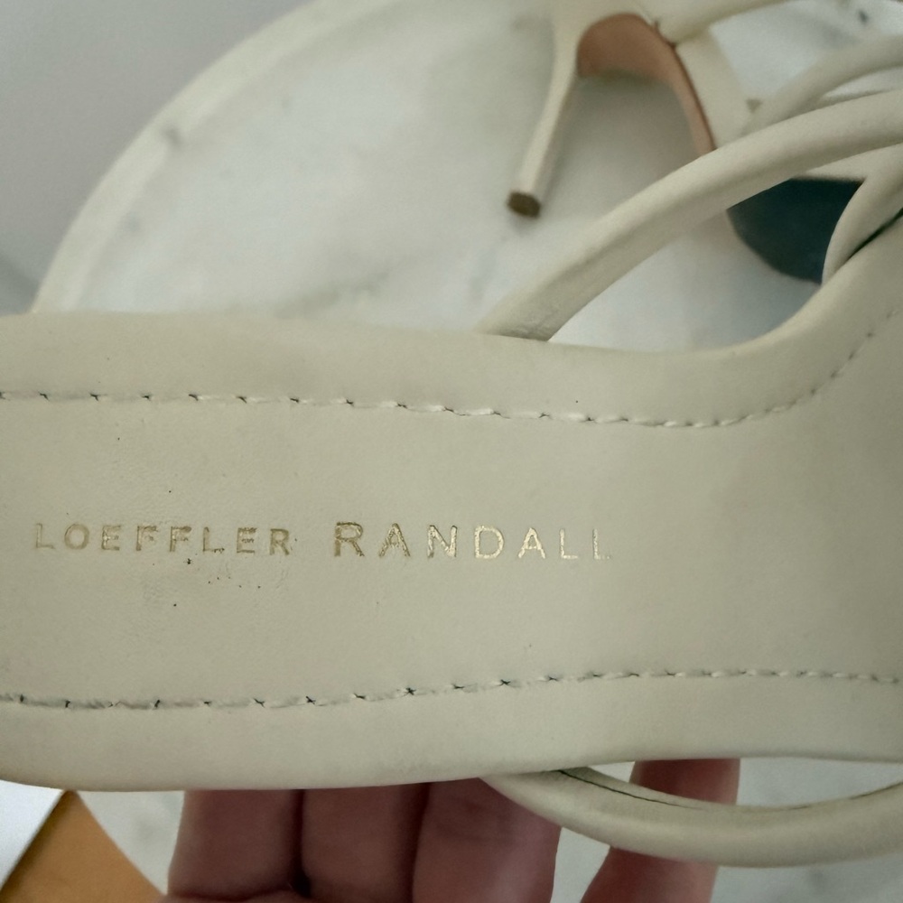 Loeffler Randall Cream Bow Heeled Sandals - Picture 6 of 7